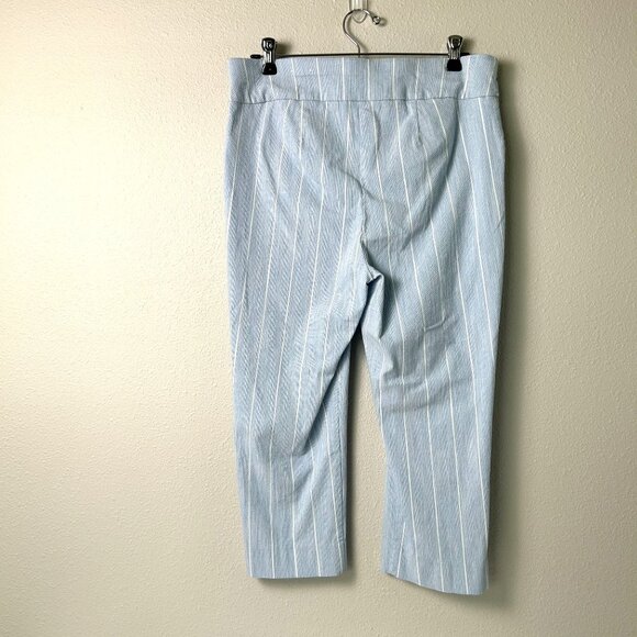 Chicos Perfect Stretch Capri Pants Size 1 M Blue White Striped Pull On Preppy - Picture 3 of 10